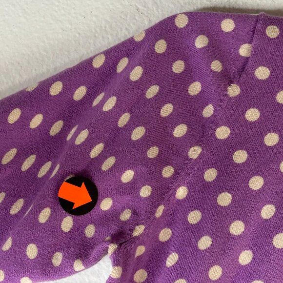 Boden Sweater Womens 10 Cardigan Button purple white polka dot casual everyday - Picture 8 of 11